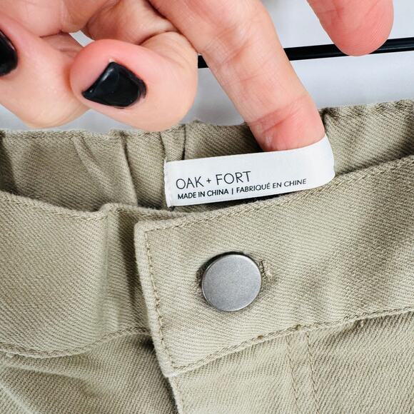 Oak + Fort Tan Wide Leg Cropped Trousers Size Small Minimalist Capsule Wardrobe - Picture 3 of 7